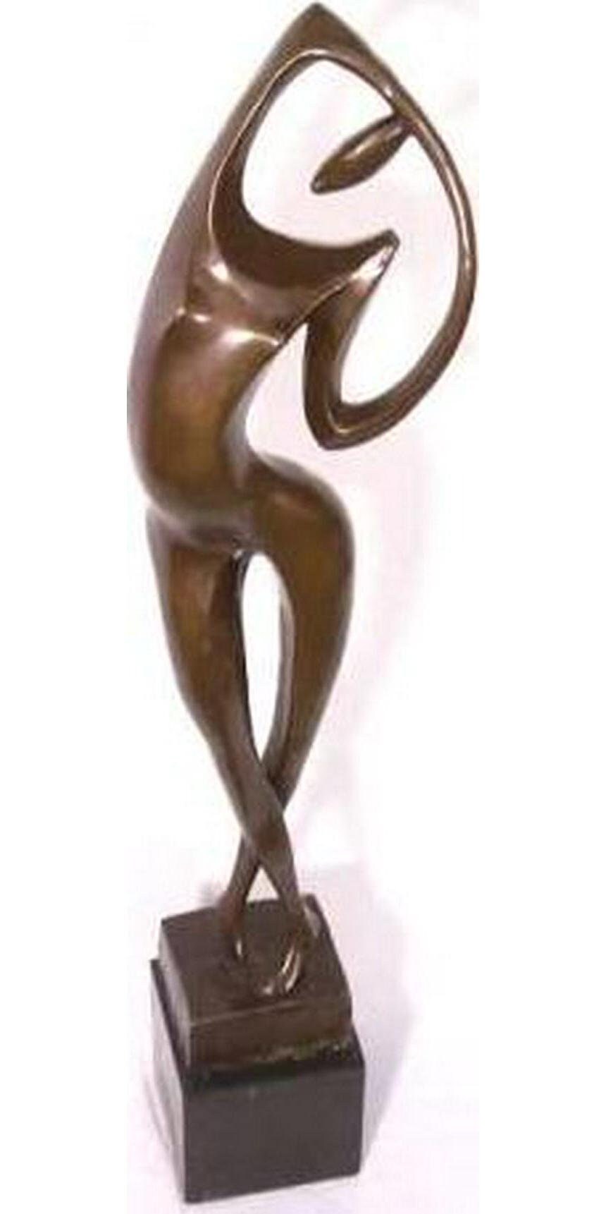 Kunst and ambiente modern art sculpture - abstract bronze nude - signed by milo - marble base