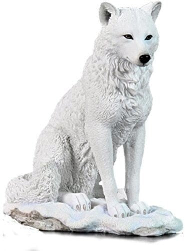 Snow Wolf Sitting Figurine decor home