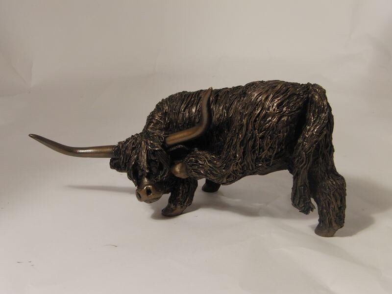 Highland Bull (Scratching) - Veronica Ballan (Frith Cold Cast Bronze Sculpture) animal figurine home decor anniversary gift
