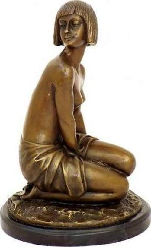 Kunst and ambiente - art deco bronze sculpture - female nude - aspasie - signed by amedeo gennarelli