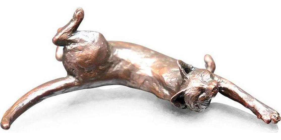 Cat stretch sleeping solid bronze figurine (limited edition) michael simpson
