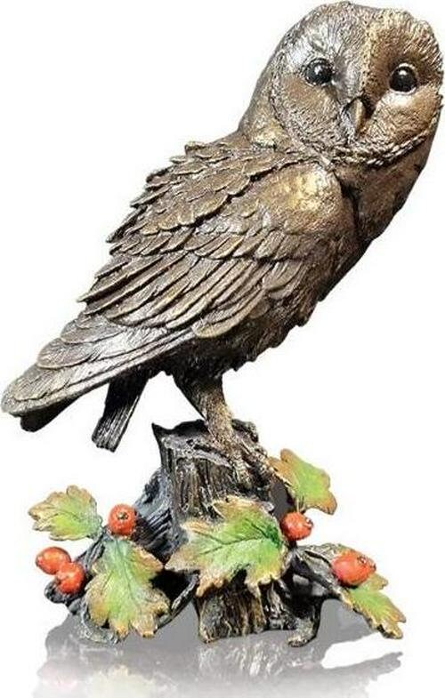 Barn owl with hawthorne bronze sculpture (limited edition) keith sherwin home decor wedding gift