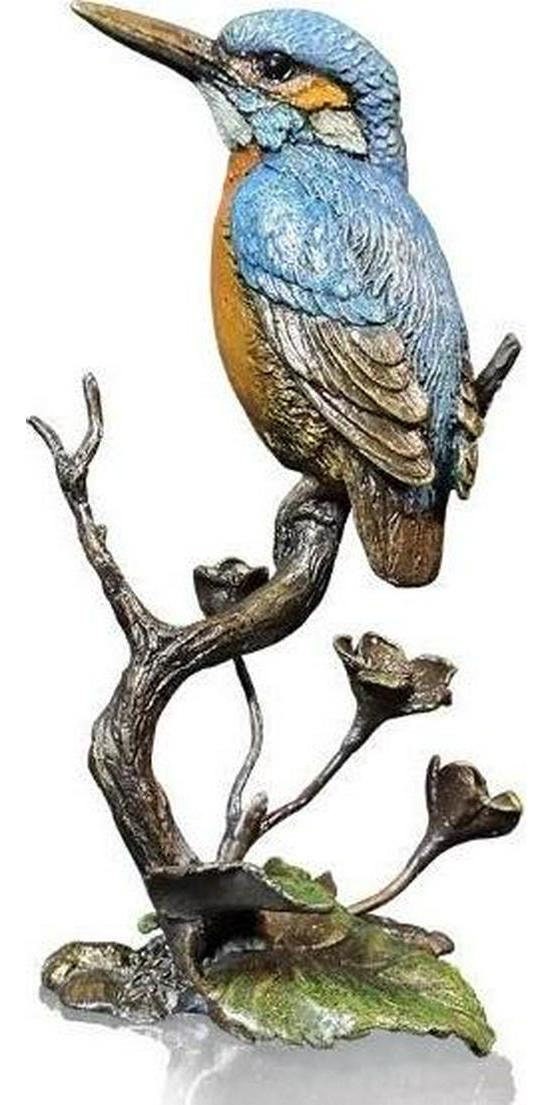 Kingfisher with meadow marsh bronze figurine with wooden presentation box (limited edition) keith sherwin
