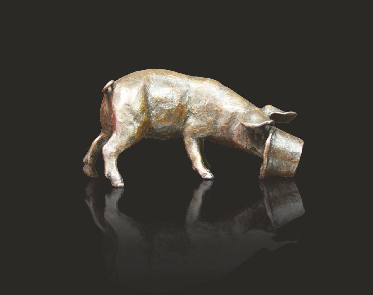 Little Pig - Michael Simpson (Solid Bronze Sculpture) animal figurine home decor anniversary gift