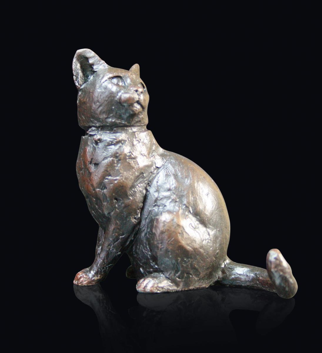 Small Cat Sitting - Michael Simpson (Limited Edition Solid Bronze Sculpture) cat figurine home decor anniversary gift