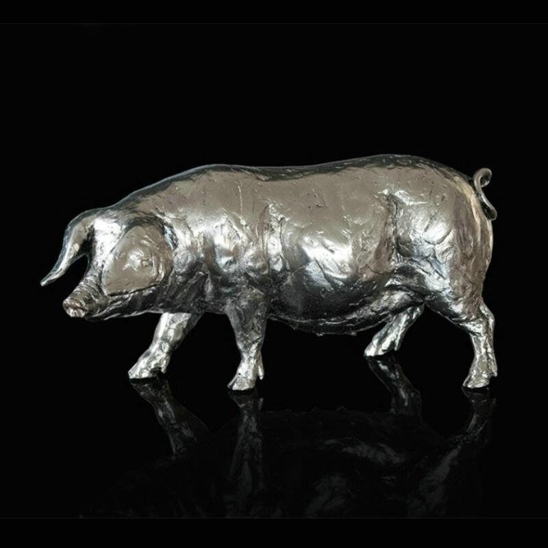 Pig figurine - Michael Simpson (Nickel Plated Resin Sculpture) animal ornament home decor anniversary gift
