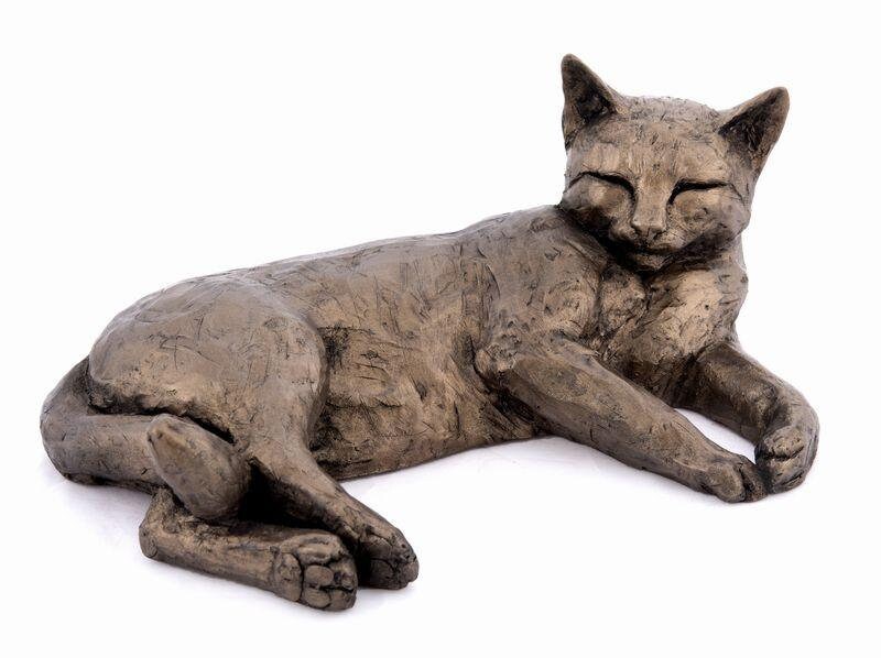 Polly - Cat lying - Paul Jenkins (Frith Cold Cast Bronze Sculpture) cat figurine home decor wedding gift