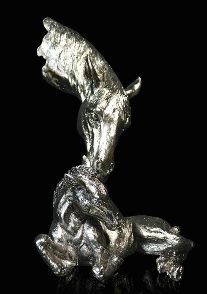 Pony and Foal - Keith Sherwin (Nickel Resin Sculpture) horse figurine home decor anniversary gift