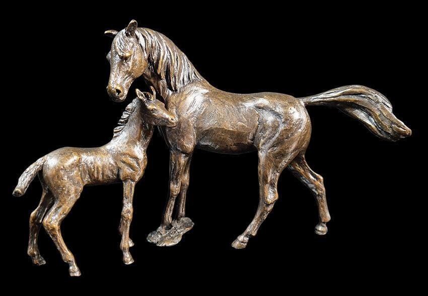 Mare and foal bronze horse figurine (limited edition) michael simpson home decor