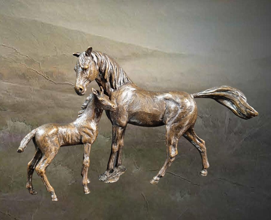 Mare and foal bronze horse figurine (limited edition) michael simpson home decor
