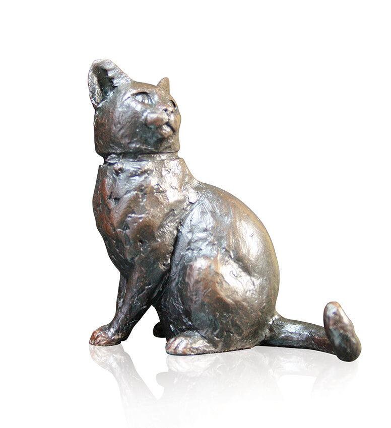 Cat sitting small bronze figurine (limited edition) michael simpson home decor anniversary gift