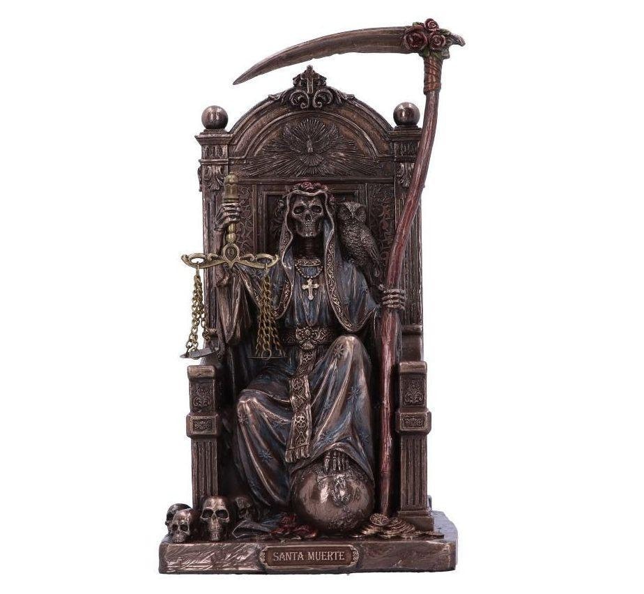 Santa Muerte On Throne Bronze Figurine shelf decor Halloween gift