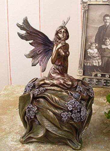 Fairy Holding Flower Trinket Box Bronze shelf decor anniversary gift