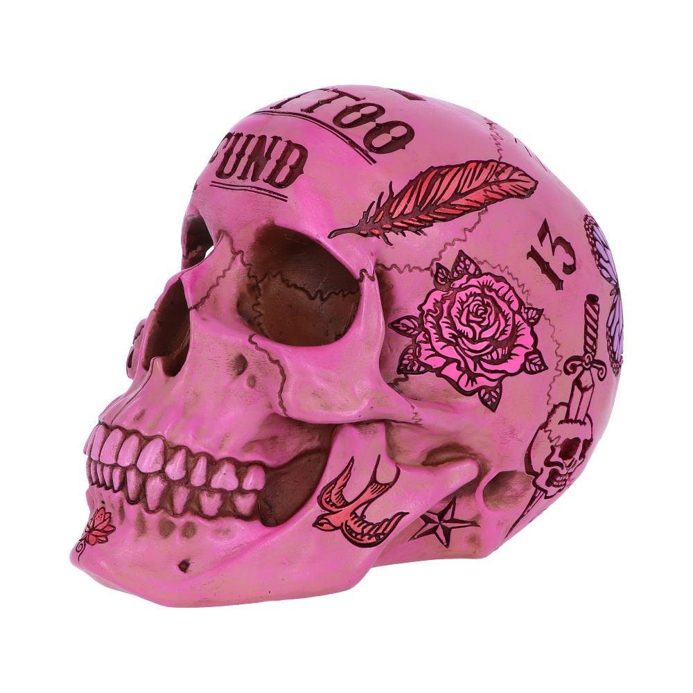 Pink Traditional Tribal Tattoo Fund Skull Money Box shelf decor birthday gift