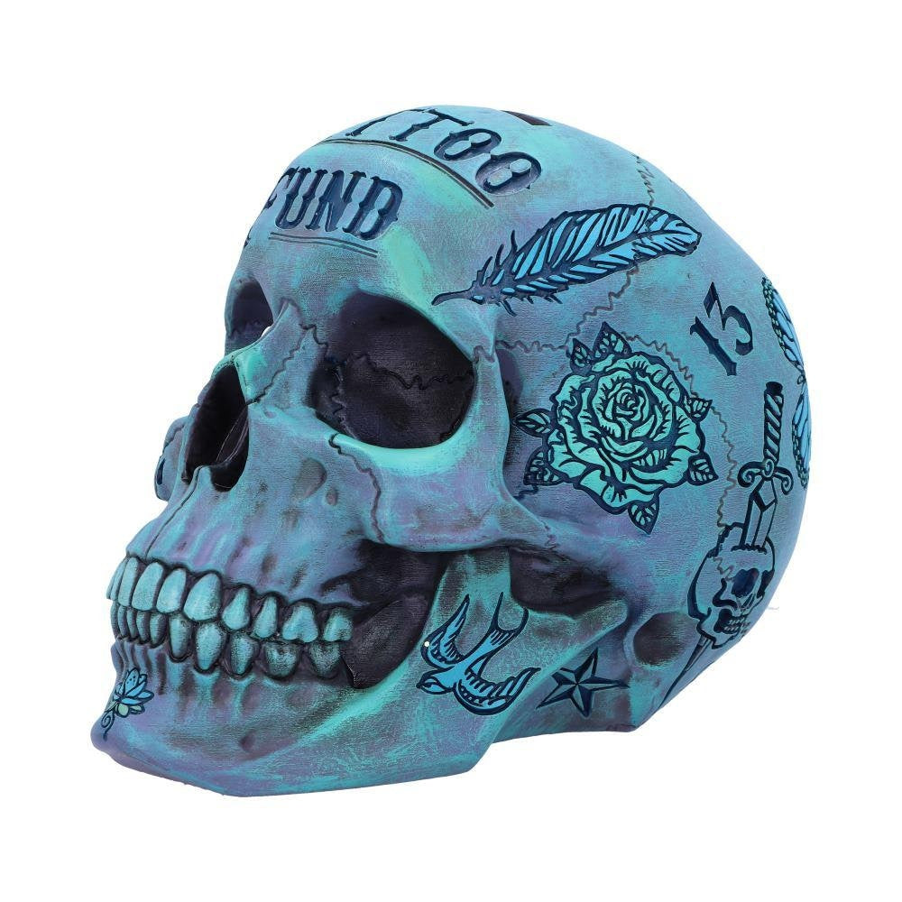Aqua Blue Traditional, Tribal Tattoo Fund Skull Halloween decor birthday gift