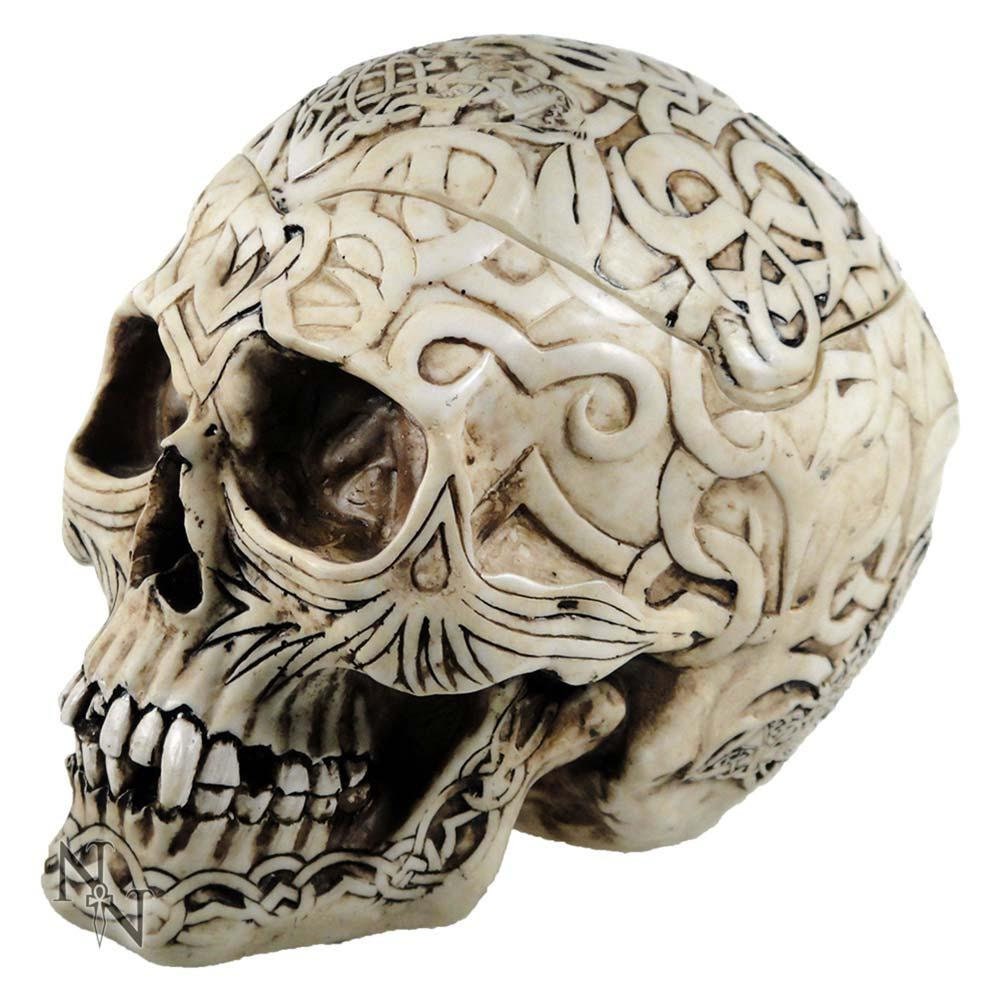 Skull Box Engraved With Celtic Patterns 20cm shelf decor anniversary gift
