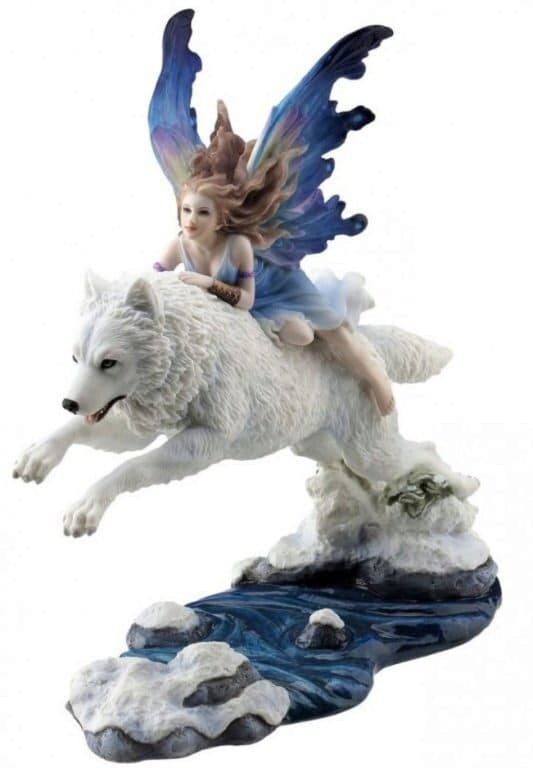 Free Spirit Fairy Wolf Rider Statue 23.5cm birthday gift shelf decor