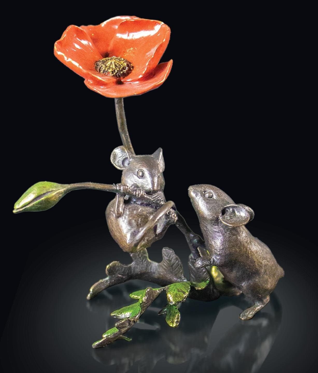 Mice with Poppy Bronze (Limited Edition) Michael Simpson home decor anniversary gift