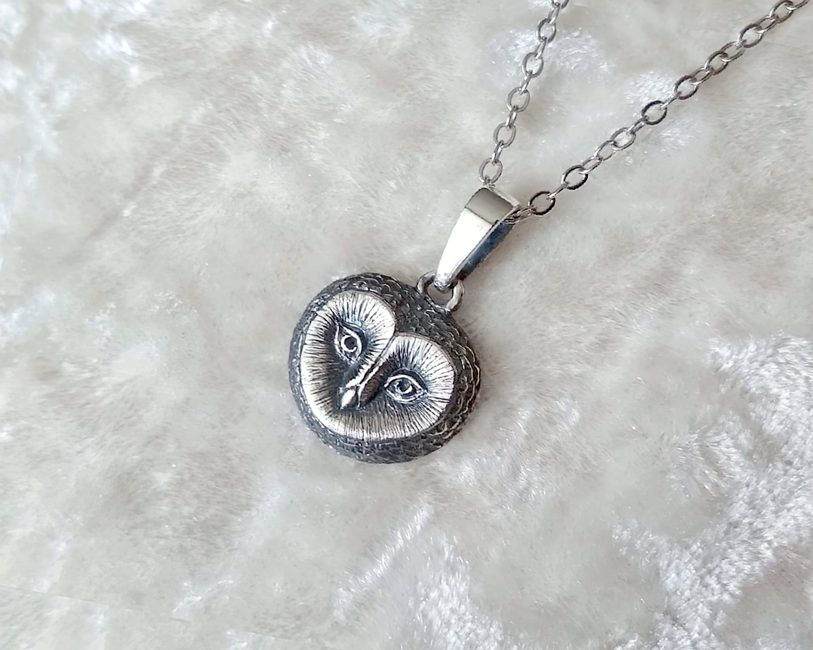 Unique Silver Owl Pendant 15 mm Silver Owl Pendant.Vintage Owl Pendant.Unisex Owl Pendant.Silver Bird Pendant.Owl.Silver Owl.
