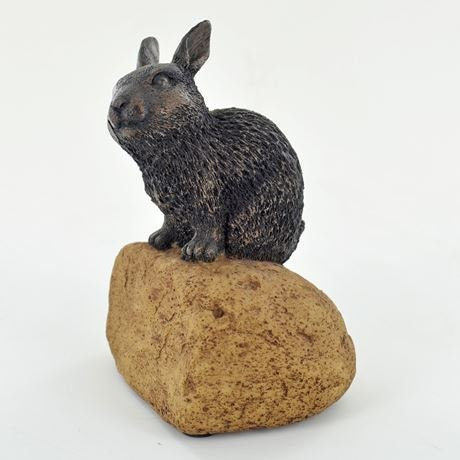 Rabbit figurine, cold cast bronze sculpture by stoned of nature shelf decor birthday gift
