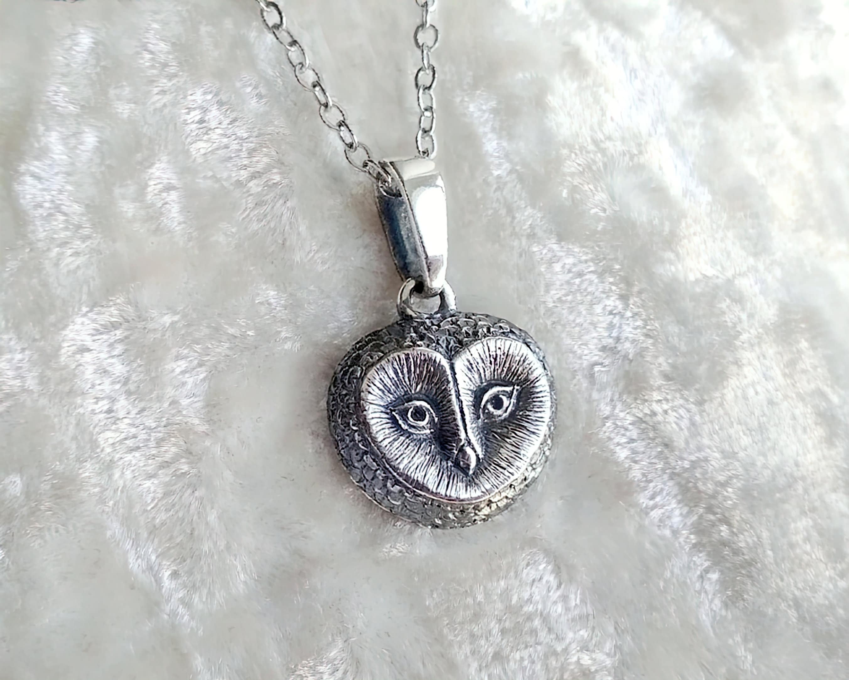 Unique Silver Owl Pendant 15 mm Silver Owl Pendant.Vintage Owl Pendant.Unisex Owl Pendant.Silver Bird Pendant.Owl.Silver Owl.
