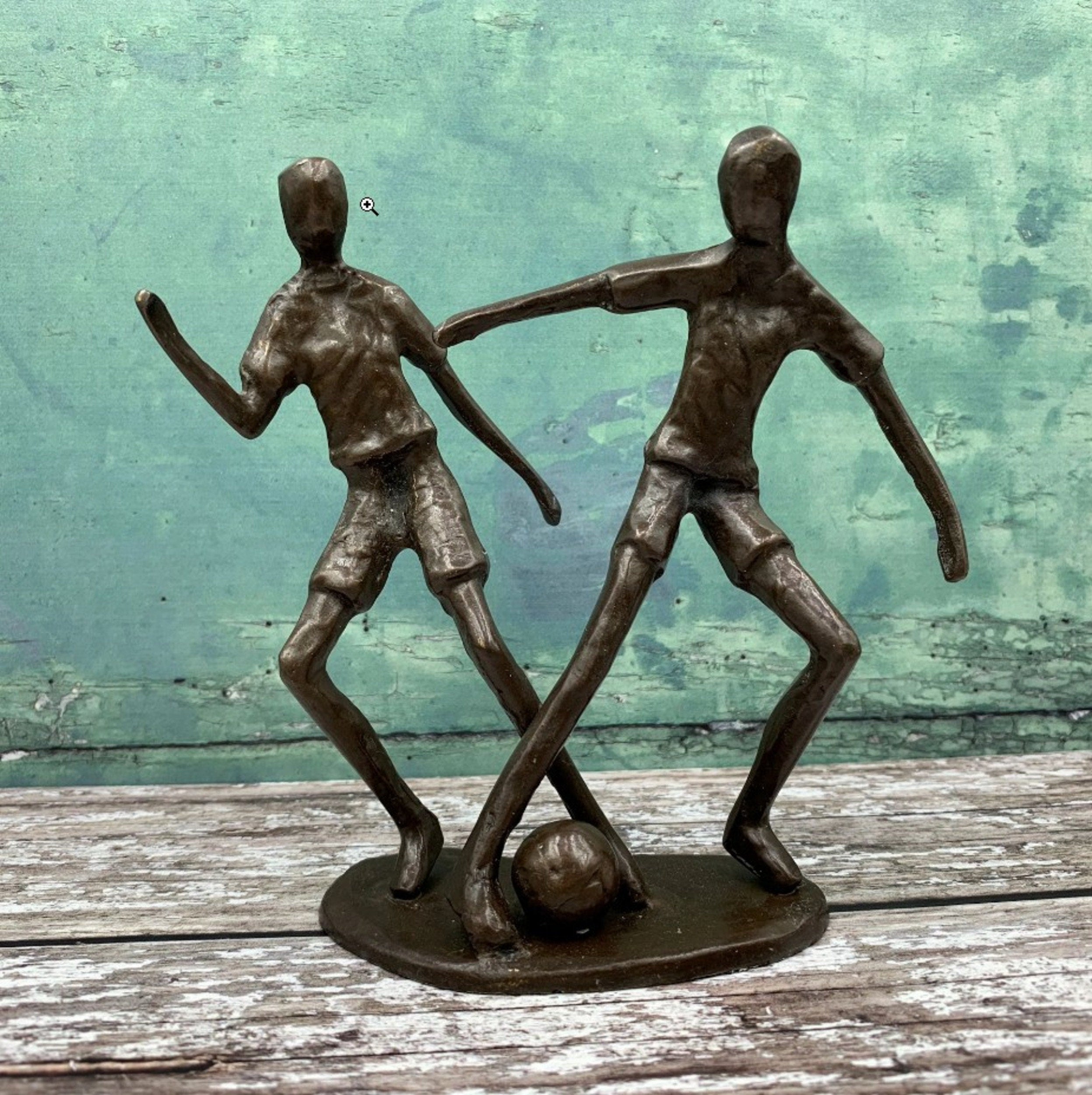Solid Bronze - Two Footballers Lovers Football Decor Home Gift For Him