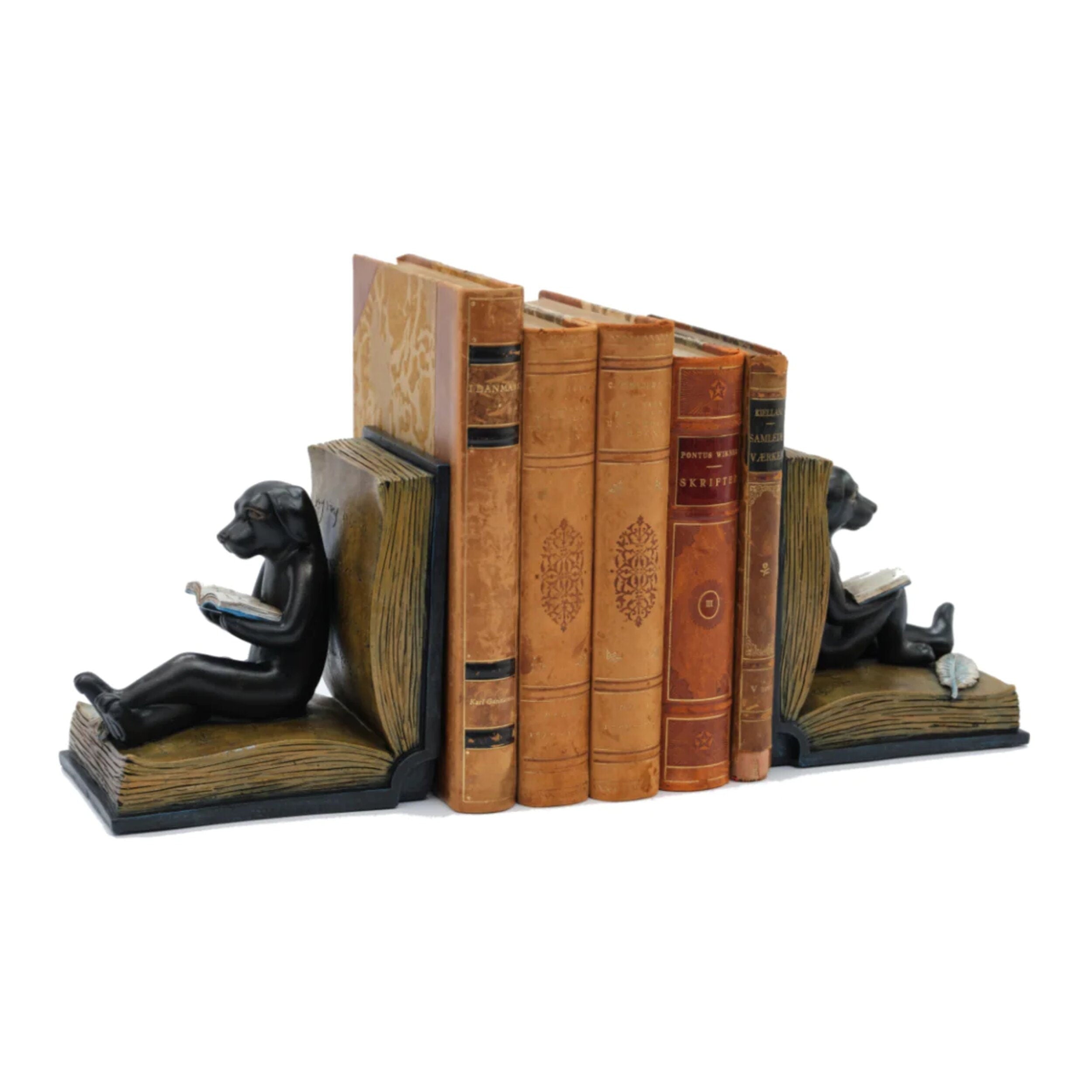 Dog Reading Bookends Decor Shelves Decoration Home Office Cabinet