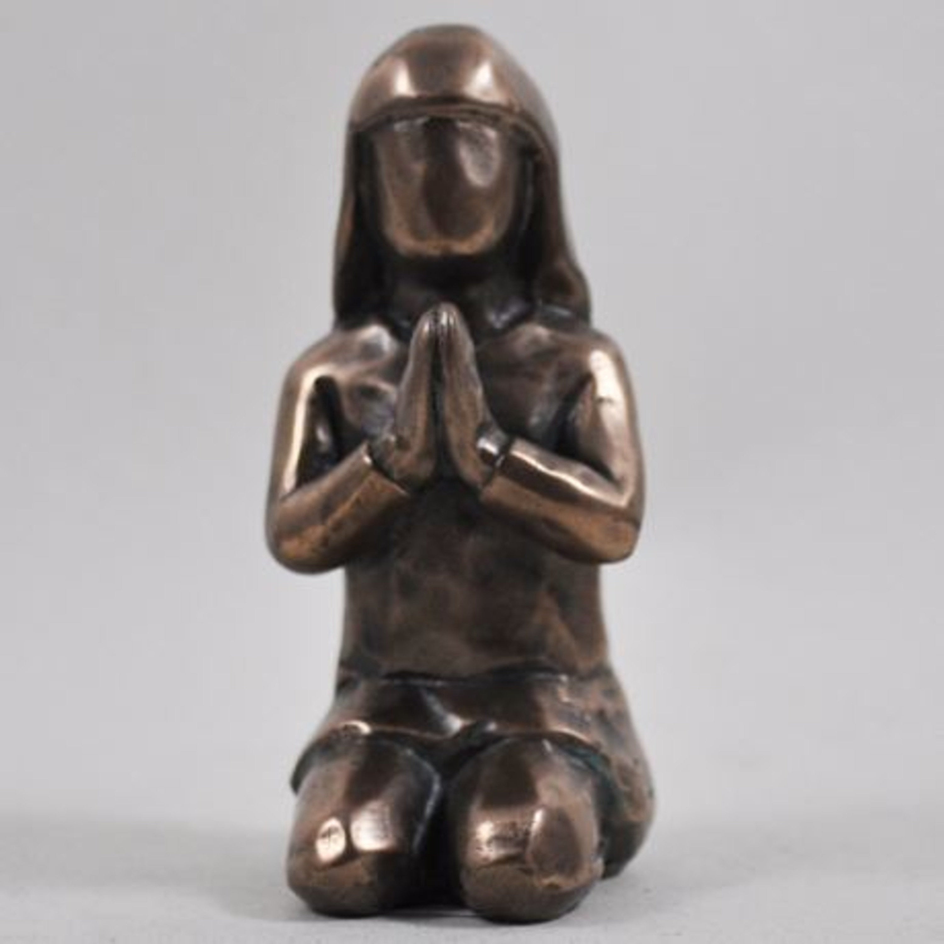 Praying Girl Small Cold Cast Bronze Sculpture