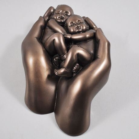 Babies in Hand Cold Cast Bronze Sculpture by Love is Blue