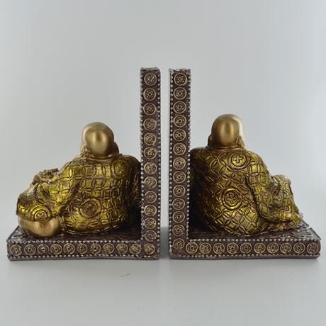 Gold Happy Buddha Bookends Home Decor