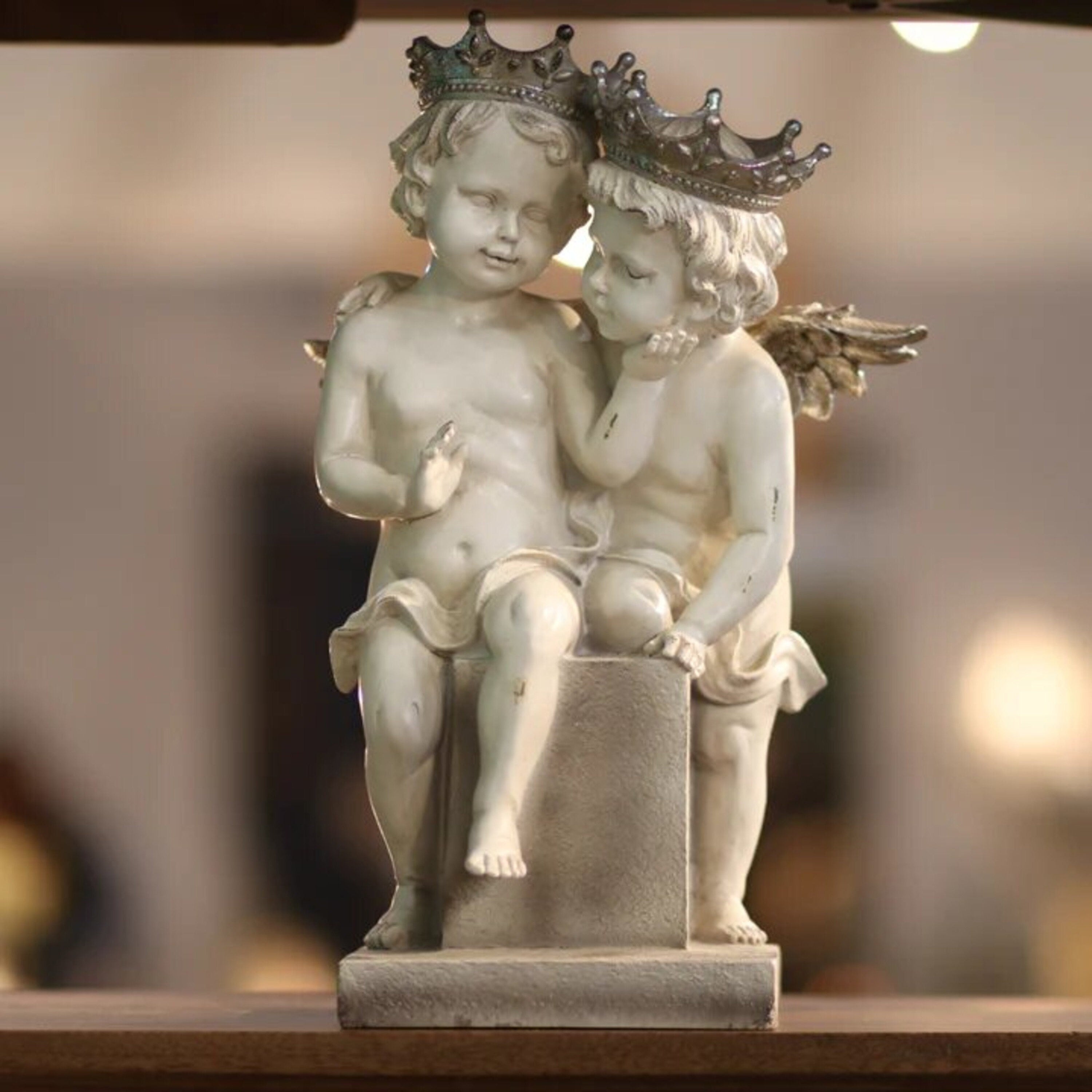 Two Cherub Angels Statue Home and Garden Ornament