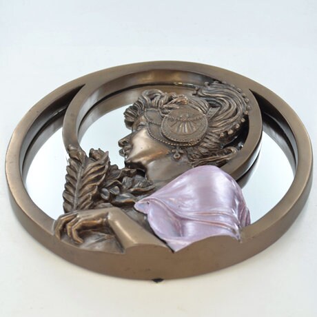Art Nouveau Lady Mirror with Leaves Wall Decor