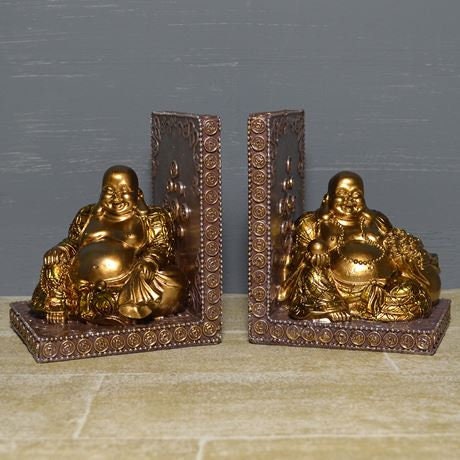 Gold Happy Buddha Bookends Home Decor