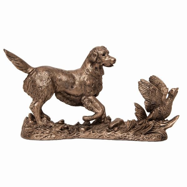 Gundog retriever flushing out a pheasant sculpture Tabletop decor Anniversary gift