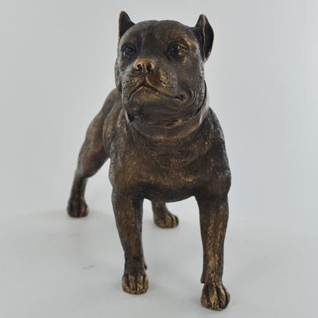 Pit bull terrier Bronze effect sculpture, shelf decor, anniversary gift