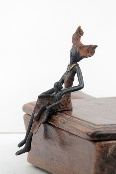 Carine Seated in Brown sculpture Shelf decor Anniversary gift
