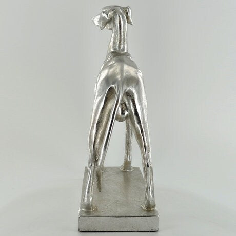 Silver Greyhound figurine Dog sculpture Fireplace decor Anniversary gift
