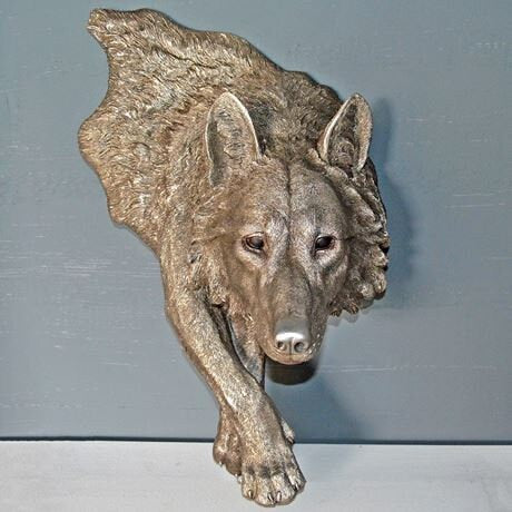 Silver animals - Wolf Wall Plague Living room decor Anniversary gift