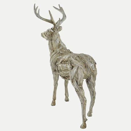 Christmas - Stag standing in Silver Drift Wood Shelf decor Birthday gift
