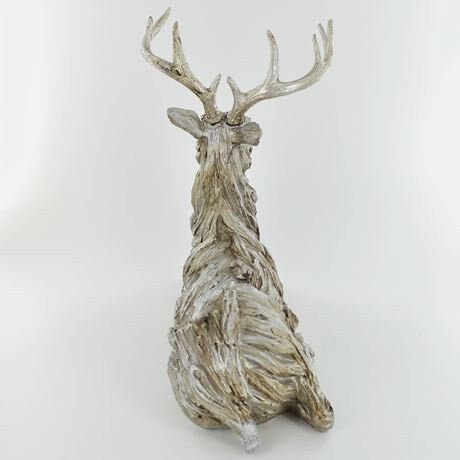 Christmas - Stag in Silver Drift Wood sculpture Anniversary gift Fireplace decor