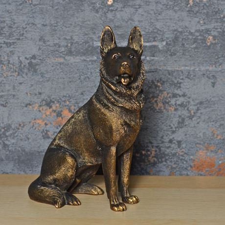 German Shepherd Bronze effect sculpture, birthday gift, fireplace decor