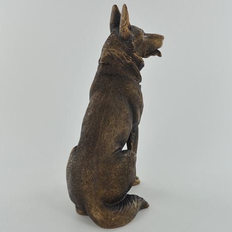 German Shepherd Bronze effect sculpture, birthday gift, fireplace decor