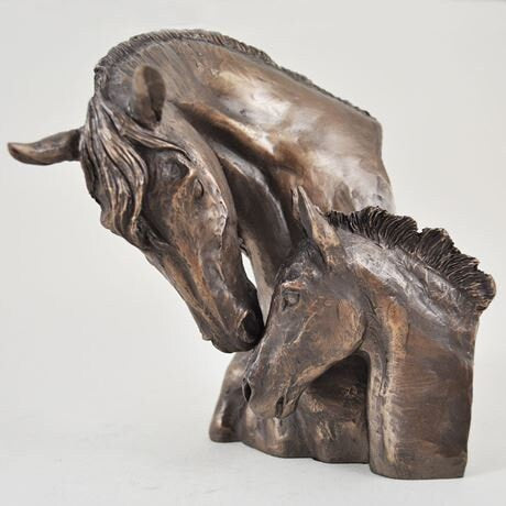 Mare and Foal Cold Cast Bronze sculpure, Shelf decor, Anniversary gift