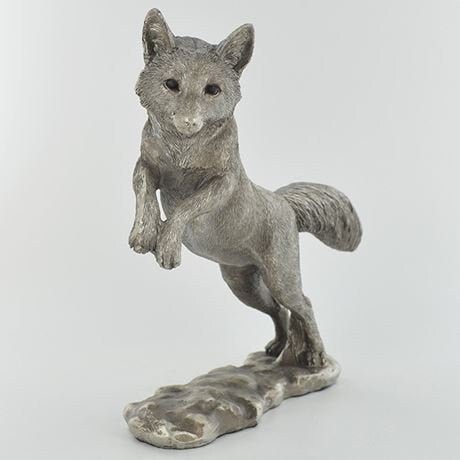 Antique silver fox figurine Shelf decor Birthday gift