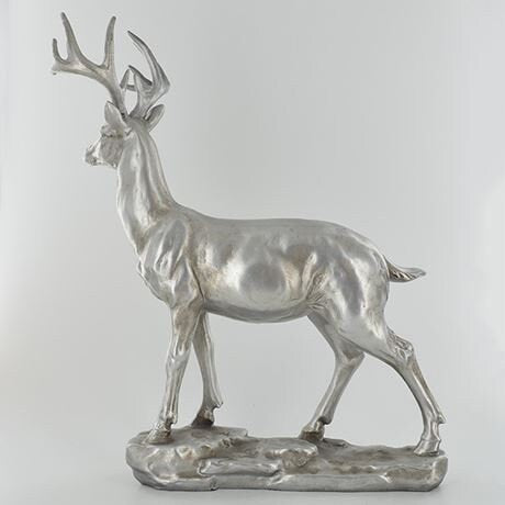 Antique silver stag sculpture Fireplace decor Birthday gift
