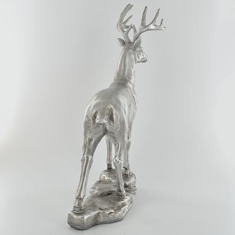 Antique silver stag sculpture Fireplace decor Birthday gift