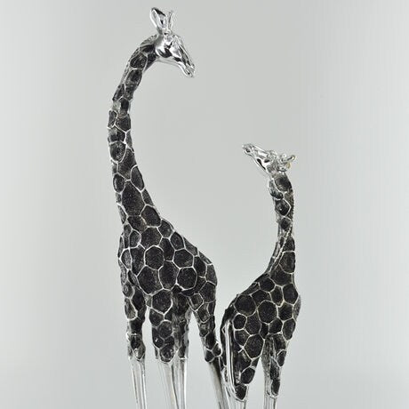Silver Giraffe family sculpture Shelf decor Birthday gift