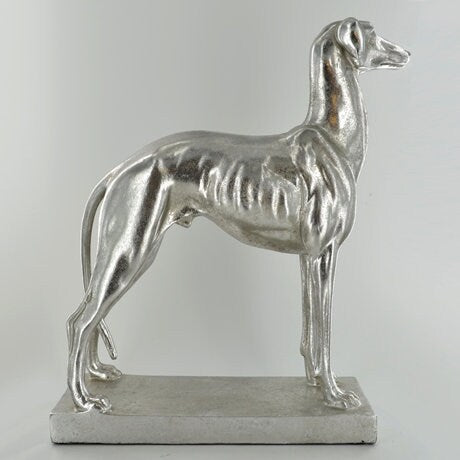 Silver Greyhound figurine Dog sculpture Fireplace decor Anniversary gift