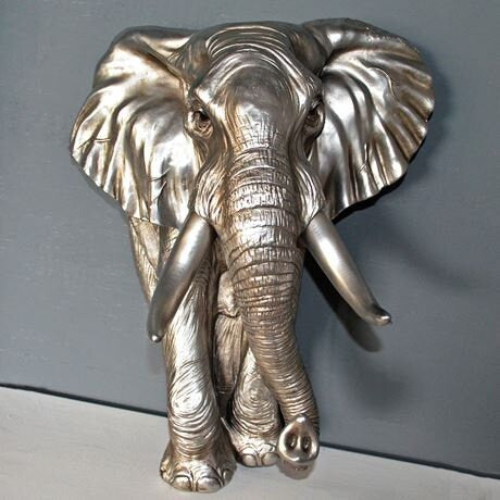 Silver animals - Elephant wall plague Living room decor Birthday gift