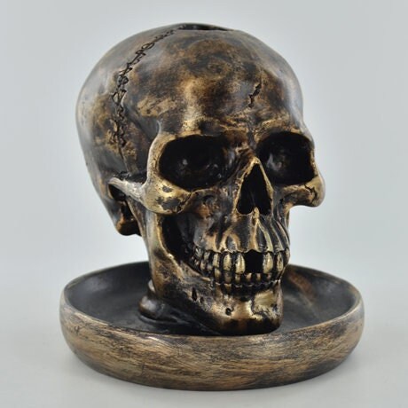 Skull Backflow Burner, bronze sculpture, fireplace decor, birthday gift